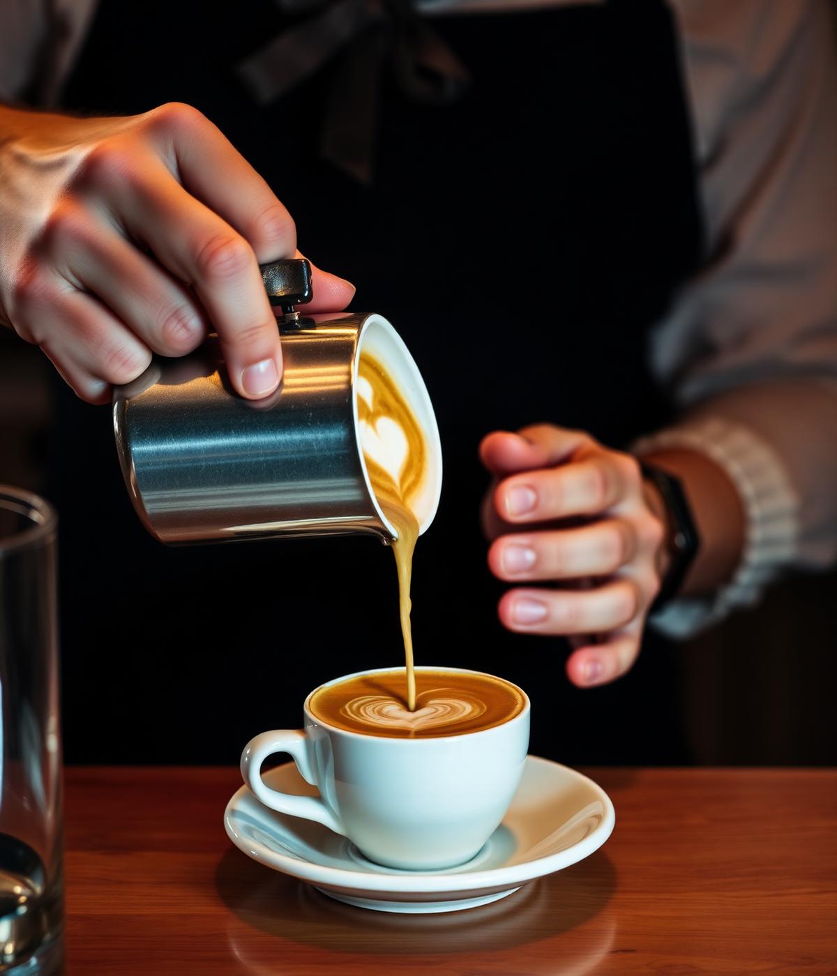 Barista pouring latte art